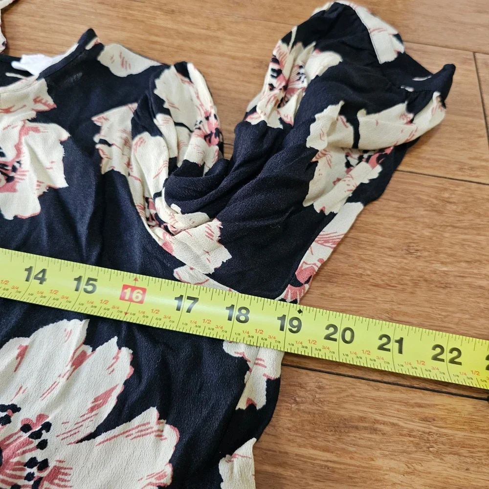 Ba&sh Lady Dress Women XS Black Floral Tiered Boho Mini‎